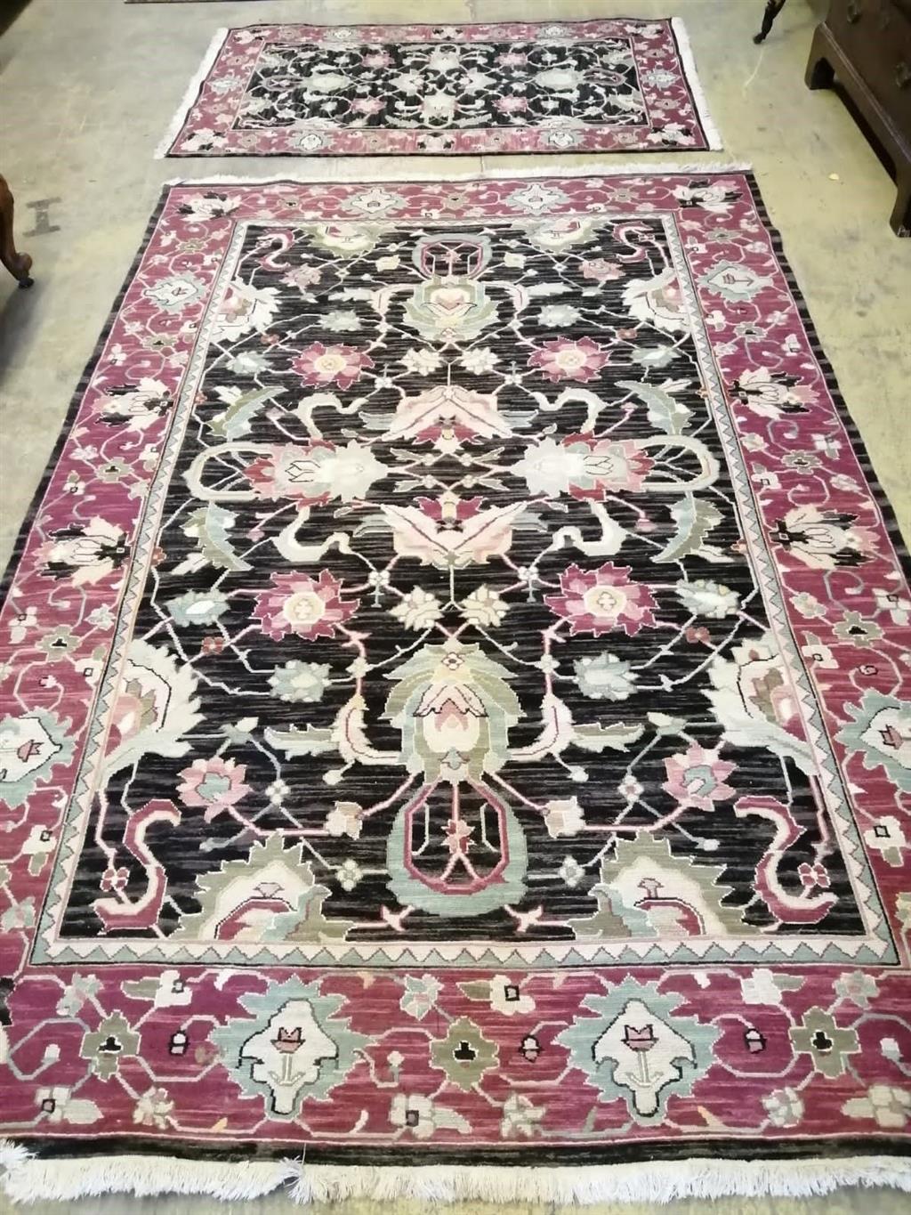 Two Persian Ziegler style rugs, larger 270 x 180cm